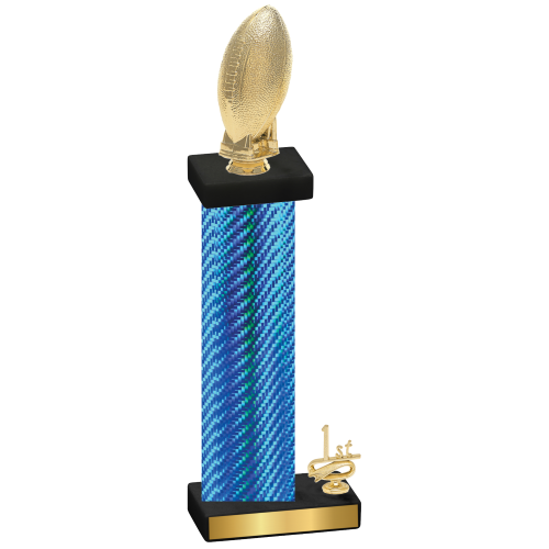 Accented Single Blue Carbon Fiber First Place Football Trophy