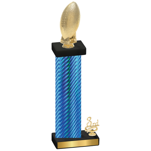 Accented Single Blue Carbon Fiber Third Place Football Trophy