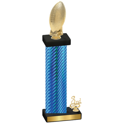 Accented Single Blue Carbon Fiber Third Place Football Trophy