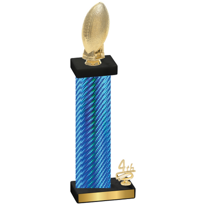 Accented Single Blue Carbon Fiber Fourth Place Football Trophy