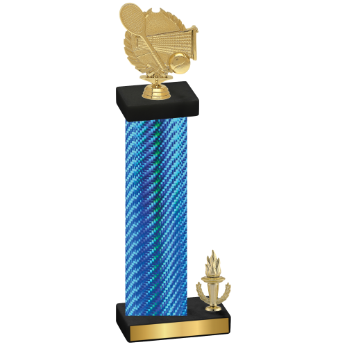 Accented Single Blue Carbon Fiber Victory Tennis Trophy