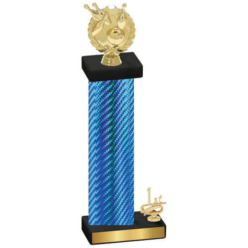 Accented Single Blue Carbon Fiber First Place Bowling Trophy