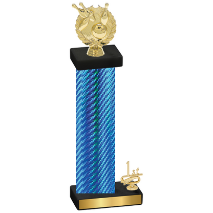 Accented Single Blue Carbon Fiber First Place Bowling Trophy