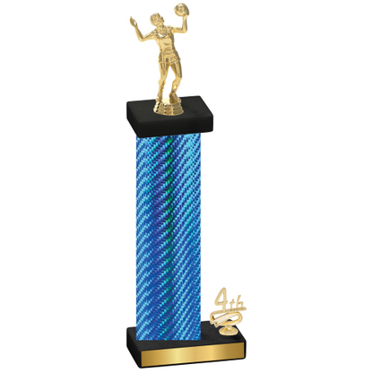Accented Single Blue Carbon Fiber Fourth Place Volleyball Trophy