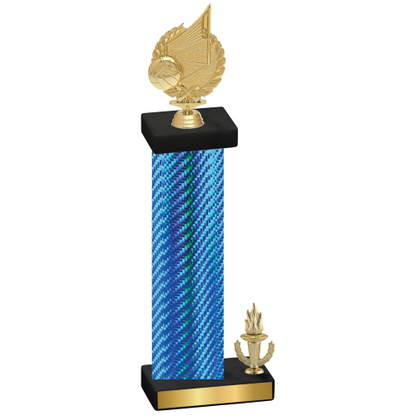 Accented Single Blue Carbon Fiber Victory Volleyball Trophy