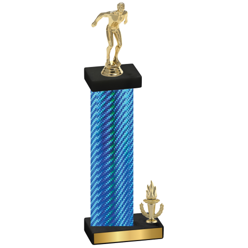 Accented Single Blue Carbon Fiber Victory Swimming Trophy