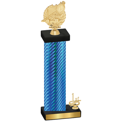 Accented Single Blue Carbon Fiber First Place Swimming Trophy