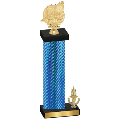 Accented Single Blue Carbon Fiber Victory Swimming Trophy