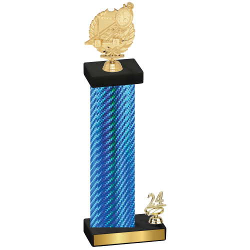 Accented Single Blue Carbon Fiber Year Swimming Trophy