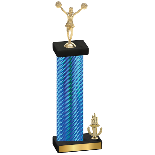 Accented Single Blue Carbon Fiber Victory Cheerleading Trophy