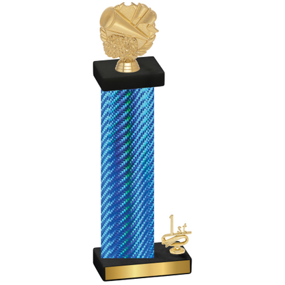 Accented Single Blue Carbon Fiber First Place Cheerleading Trophy