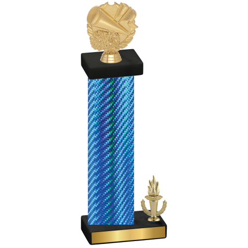 Accented Single Blue Carbon Fiber Victory Cheerleading Trophy