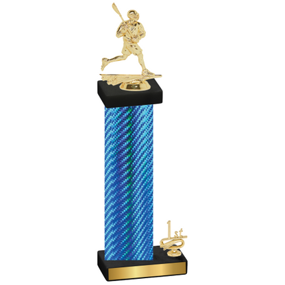 Accented Single Blue Carbon Fiber First Place Lacrosse Trophy