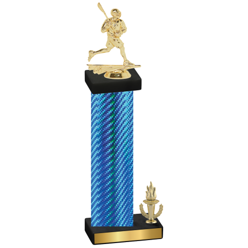 Accented Single Blue Carbon Fiber Victory Lacrosse Trophy