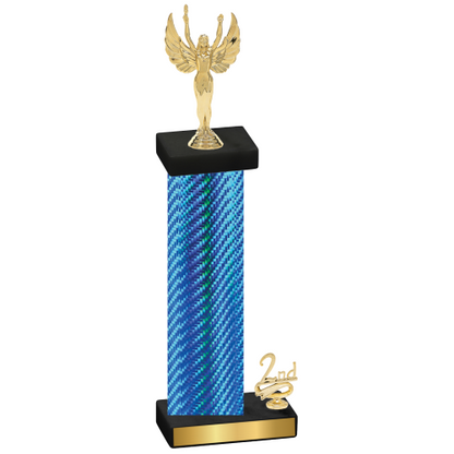 Accented Single Blue Carbon Fiber Second Place Victory Trophy