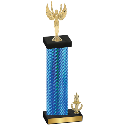 Accented Single Blue Carbon Fiber Victory Victory Trophy