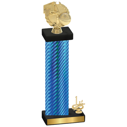 Accented Single Blue Carbon Fiber First Place Basketball Trophy