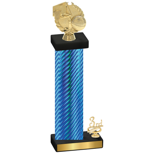 Accented Single Blue Carbon Fiber Third Place Basketball Trophy