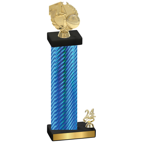 Accented Single Blue Carbon Fiber Year Basketball Trophy