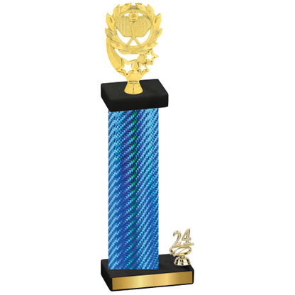 Accented Single Blue Carbon Fiber Year Pickleball Trophy