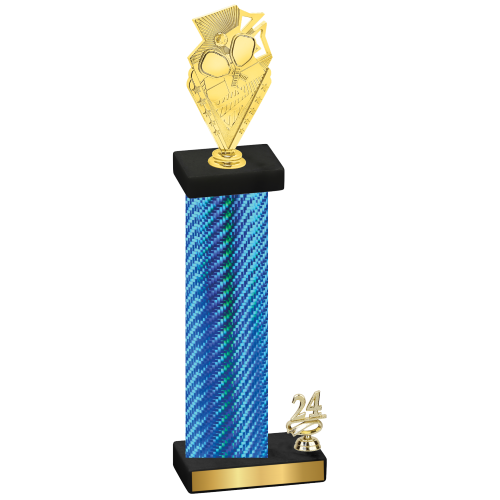 Accented Single Blue Carbon Fiber Year Pickleball Trophy