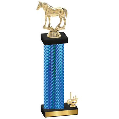 Accented Single Blue Carbon Fiber First Place Horses Trophy