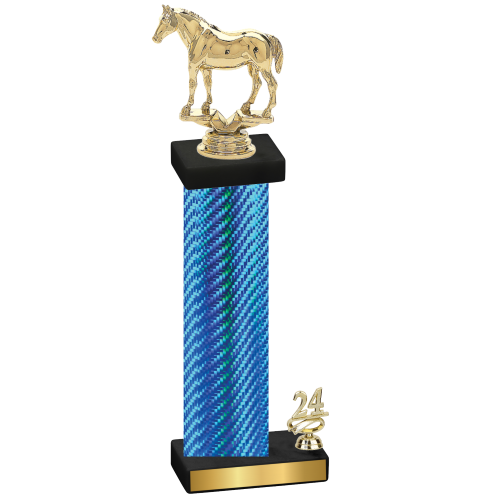 Accented Single Blue Carbon Fiber Year Horses Trophy