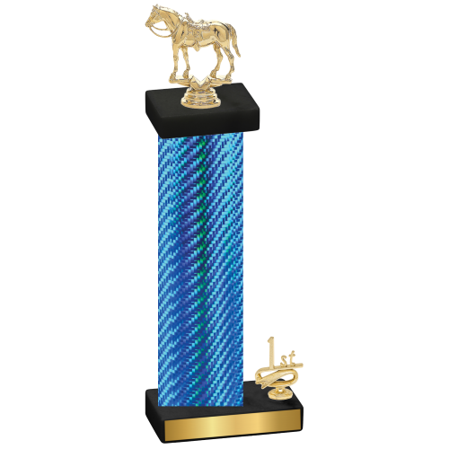 Accented Single Blue Carbon Fiber First Place Horses Trophy