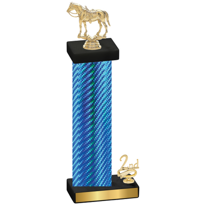 Accented Single Blue Carbon Fiber Second Place Horses Trophy