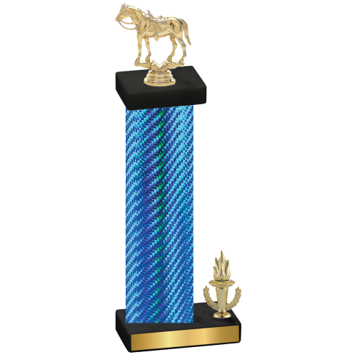 Accented Single Blue Carbon Fiber Victory Horses Trophy