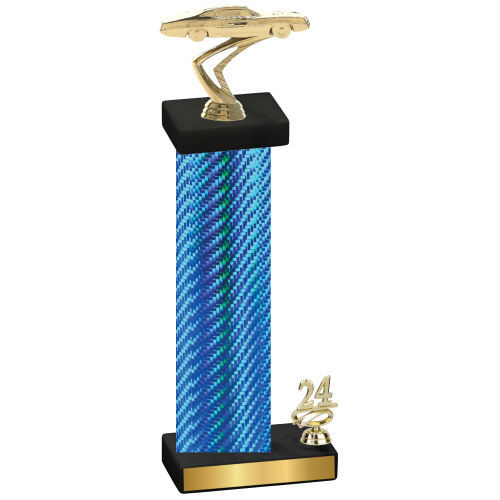 Accented Single Blue Carbon Fiber Year Cars Trophy