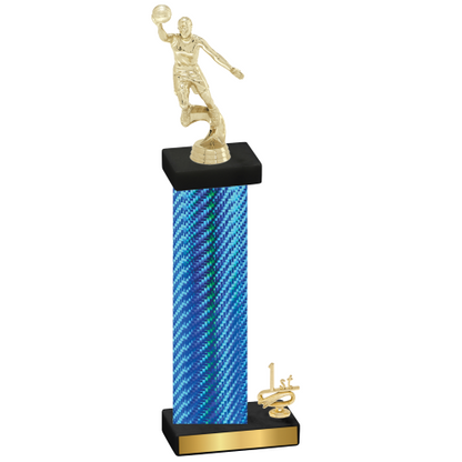 Accented Single Blue Carbon Fiber First Place Basketball Trophy