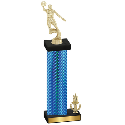 Accented Single Blue Carbon Fiber Victory Basketball Trophy