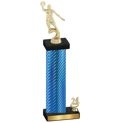 Accented Single Blue Carbon Fiber Year Basketball Trophy