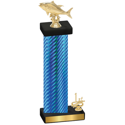 Accented Single Blue Carbon Fiber First Place Fishing Trophy