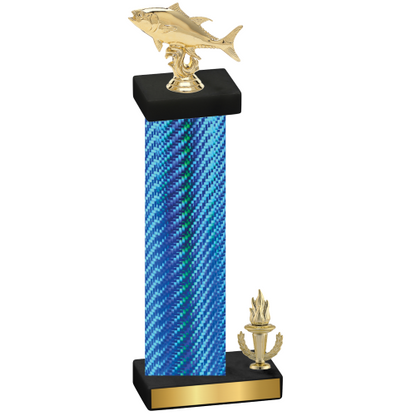 Accented Single Blue Carbon Fiber Victory Fishing Trophy