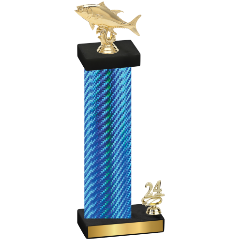 Accented Single Blue Carbon Fiber Year Fishing Trophy