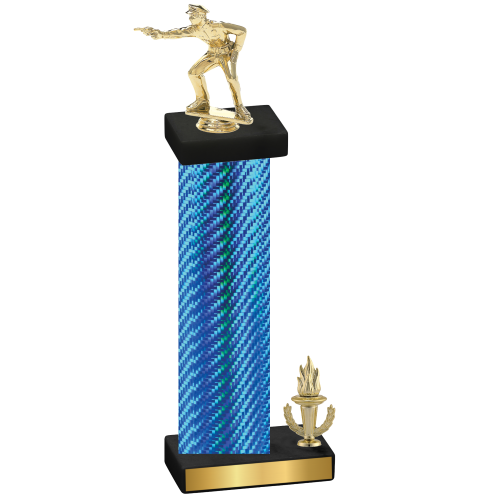 Accented Single Blue Carbon Fiber Victory Shooter Trophy