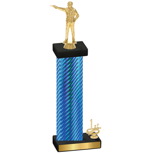 Accented Single Blue Carbon Fiber First Place Shooter Trophy