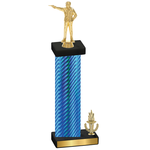 Accented Single Blue Carbon Fiber Victory Shooter Trophy