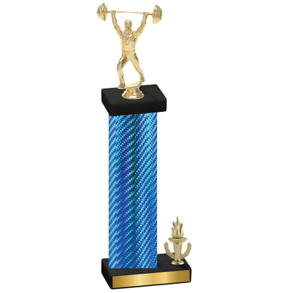 Accented Single Blue Carbon Fiber Victory Weights Trophy