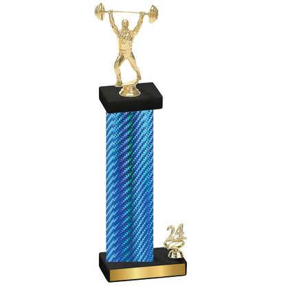 Accented Single Blue Carbon Fiber Year Weights Trophy