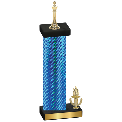 Accented Single Blue Carbon Fiber Victory Chess Trophy