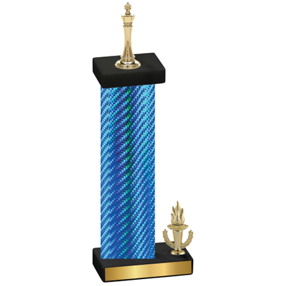 Accented Single Blue Carbon Fiber Victory Chess Trophy