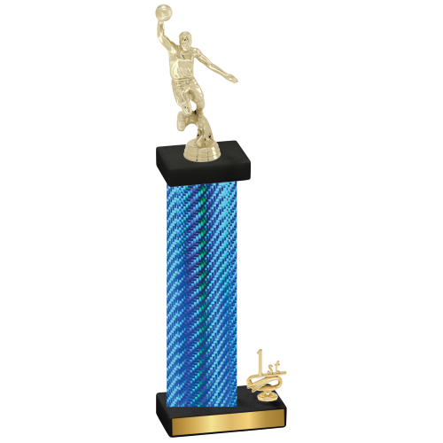 Accented Single Blue Carbon Fiber First Place Basketball Trophy