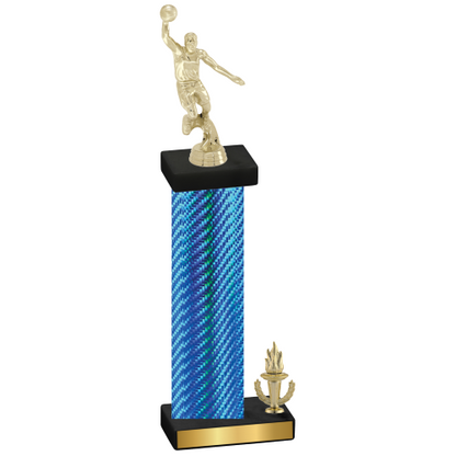 Accented Single Blue Carbon Fiber Victory Basketball Trophy