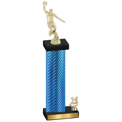 Accented Single Blue Carbon Fiber Year Basketball Trophy