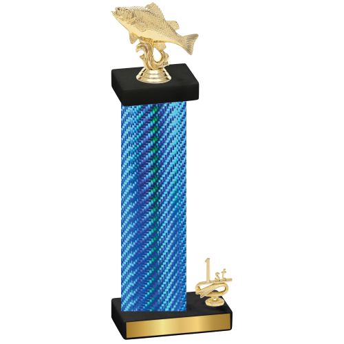 Accented Single Blue Carbon Fiber First Place Fishing Trophy