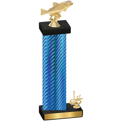 Accented Single Blue Carbon Fiber First Place Fishing Trophy