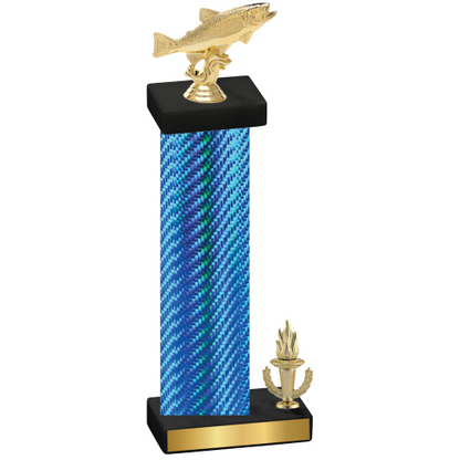 Accented Single Blue Carbon Fiber Victory Fishing Trophy